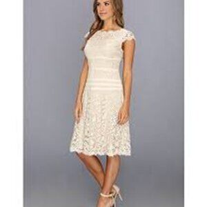 Adrianna Papell Cream Lace Midi Dress